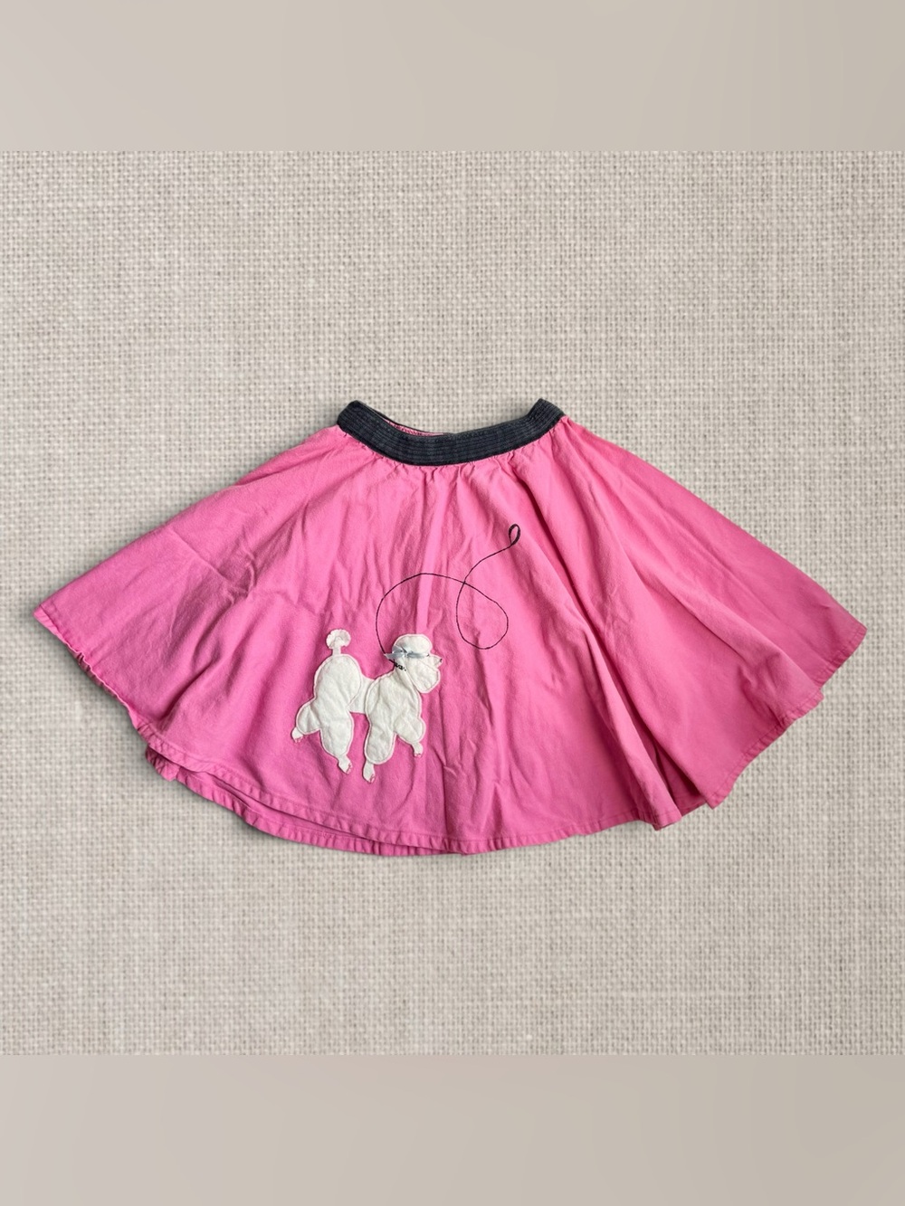 Vintage 1990s Handmade Pink 1950s Style Poodle Skirt Applique - XS